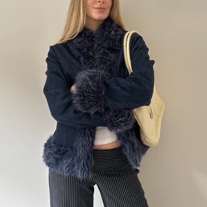 Vintage denim afghan jacket