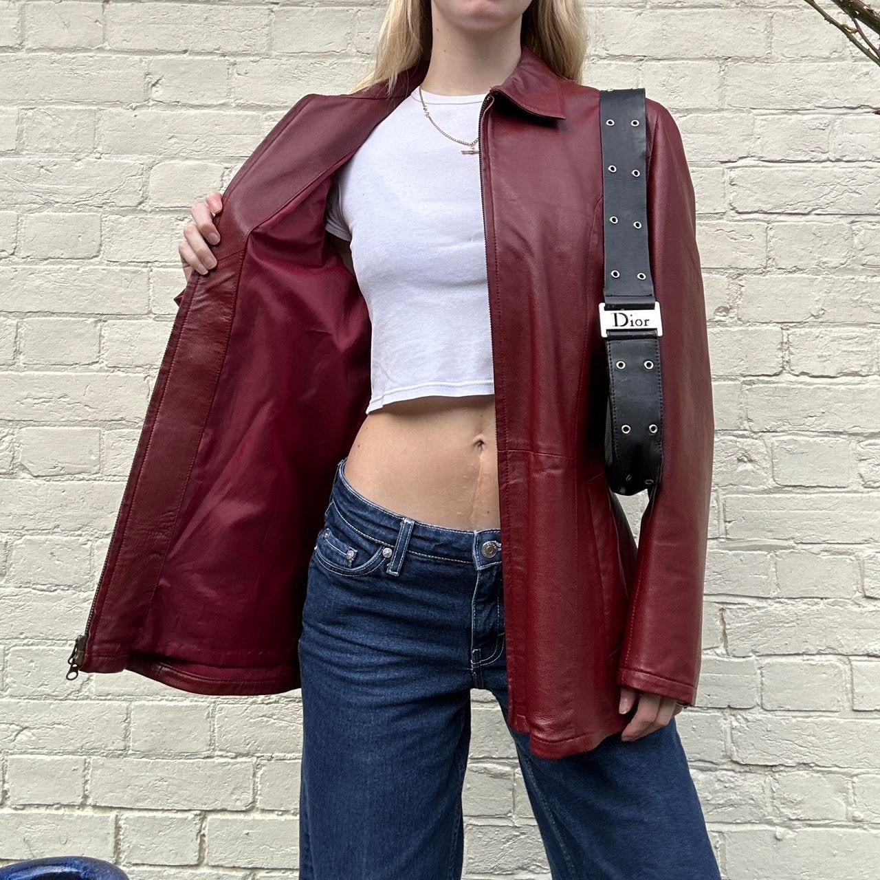 Vintage burgundy leather jacket