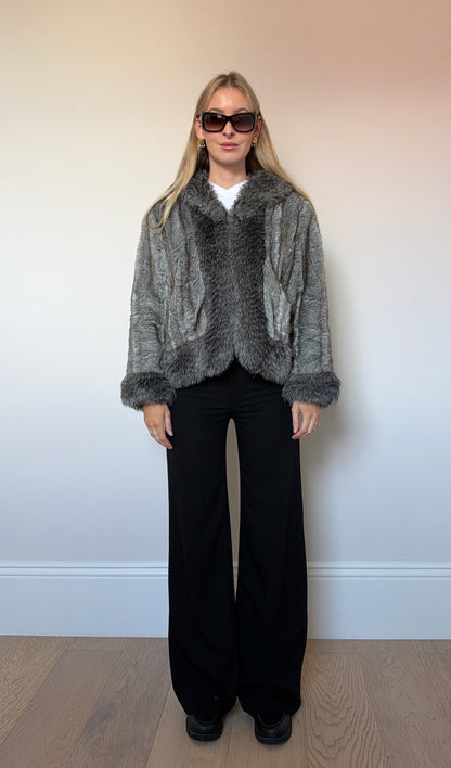 Vintage Grey Faux Fur Jacket
