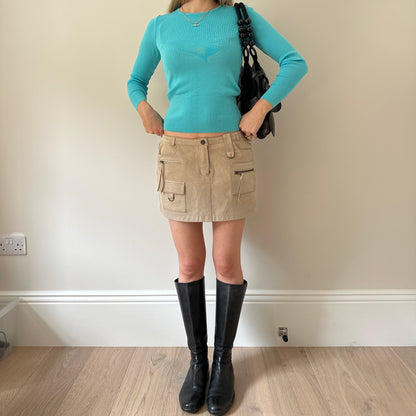 Vintage suede mini skirt