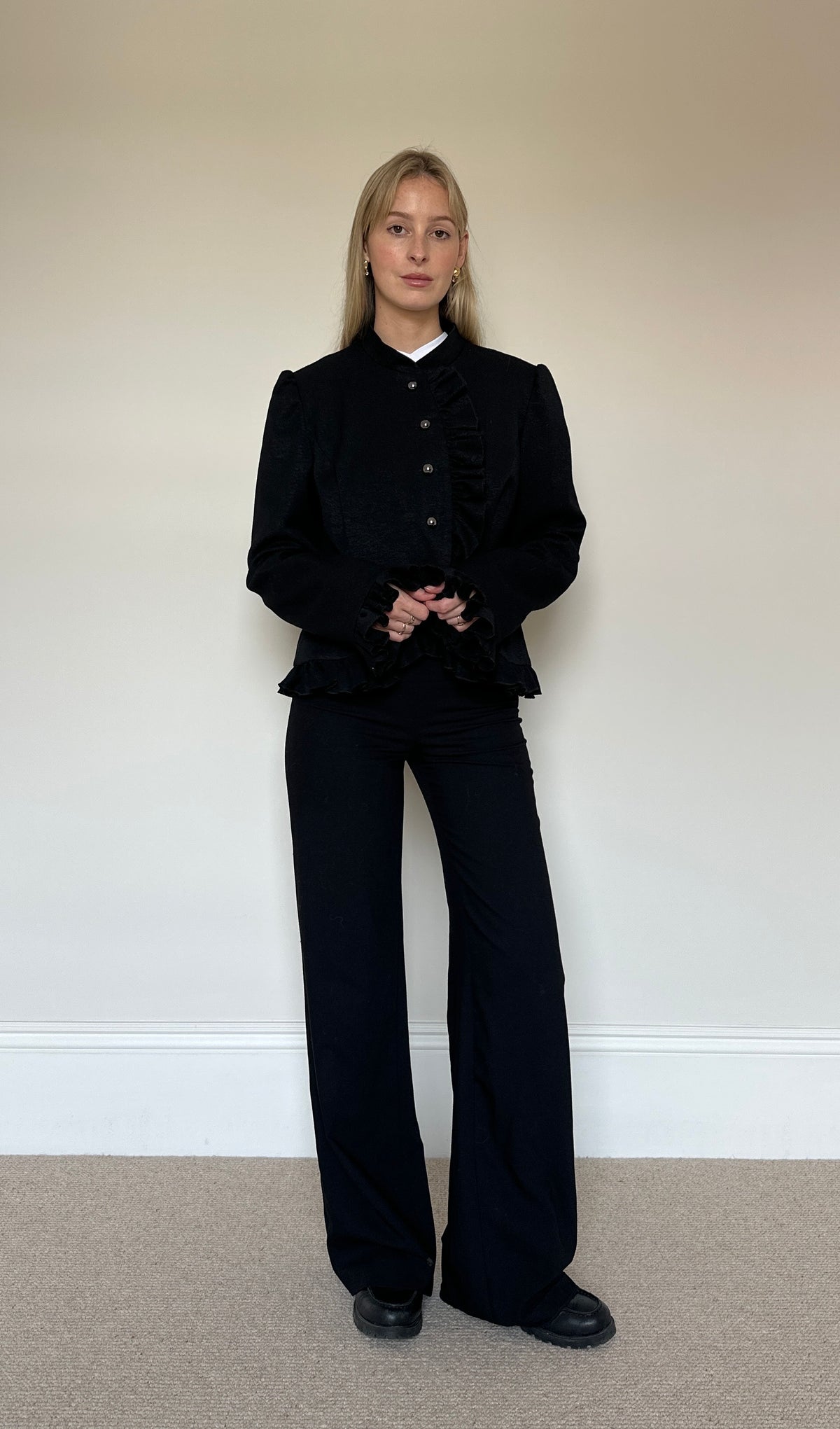 Vintage ruffle asymmetric jacket