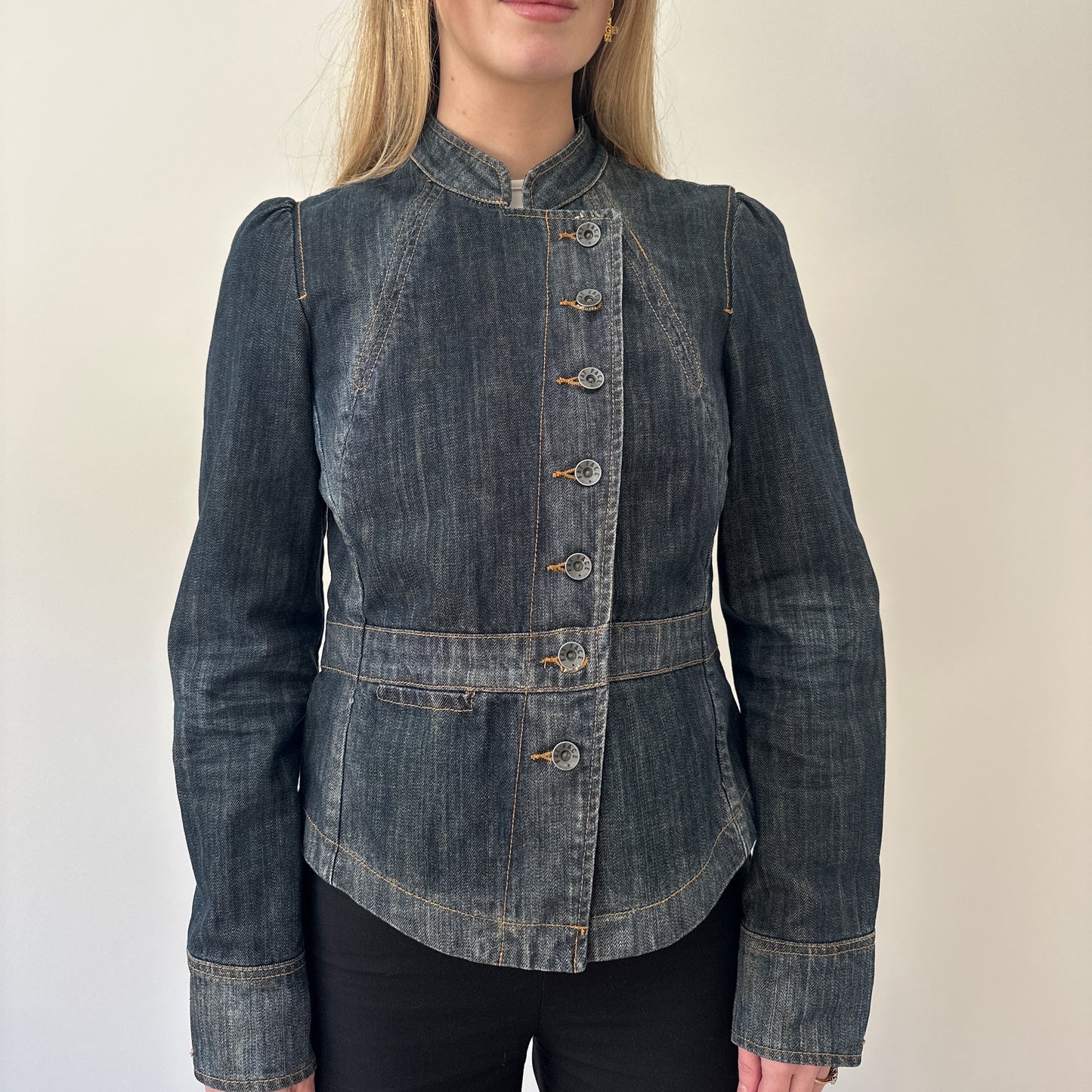 Vintage denim asymmetrical jacket