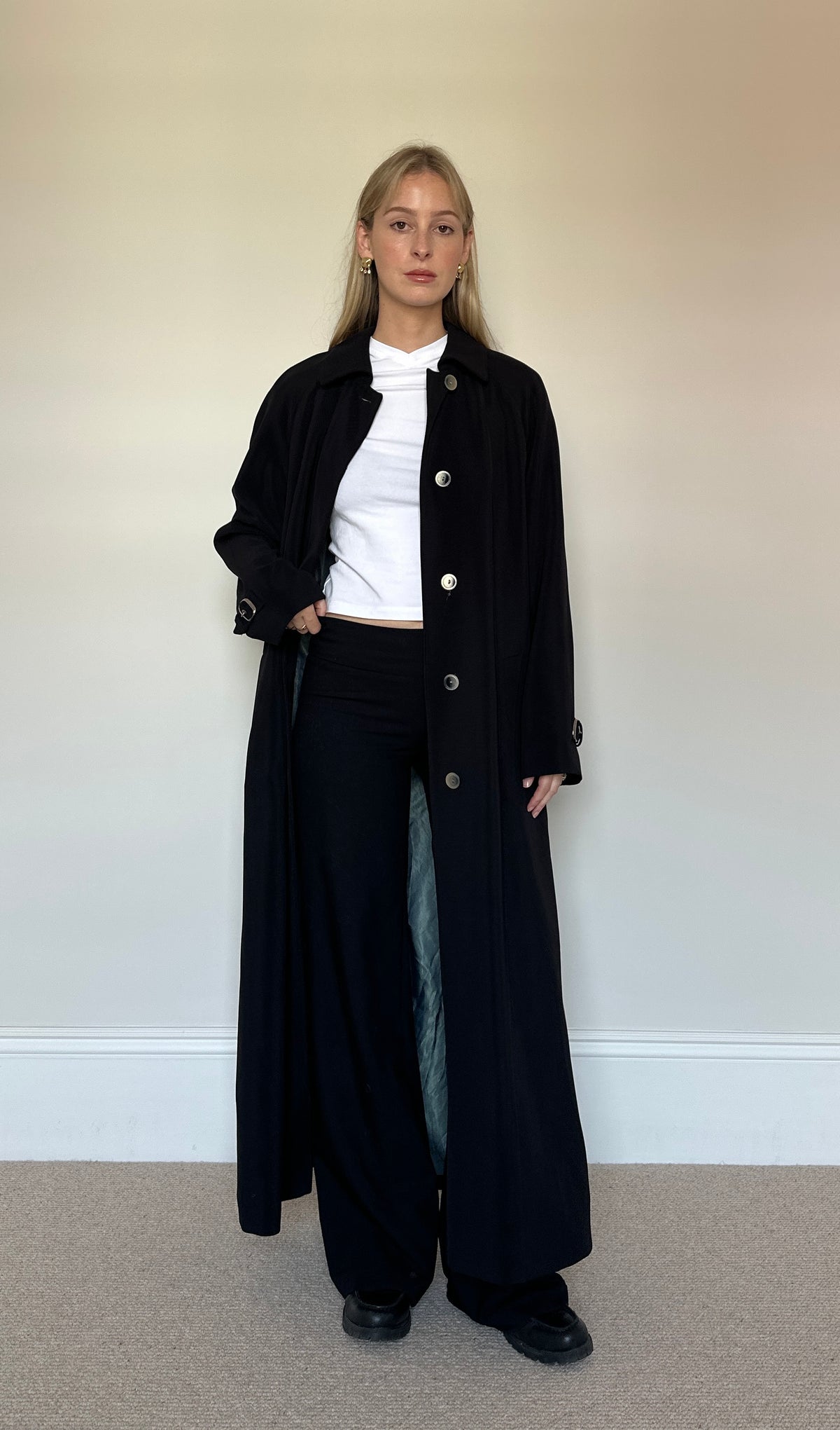 Vintage Black full length Trench Coat