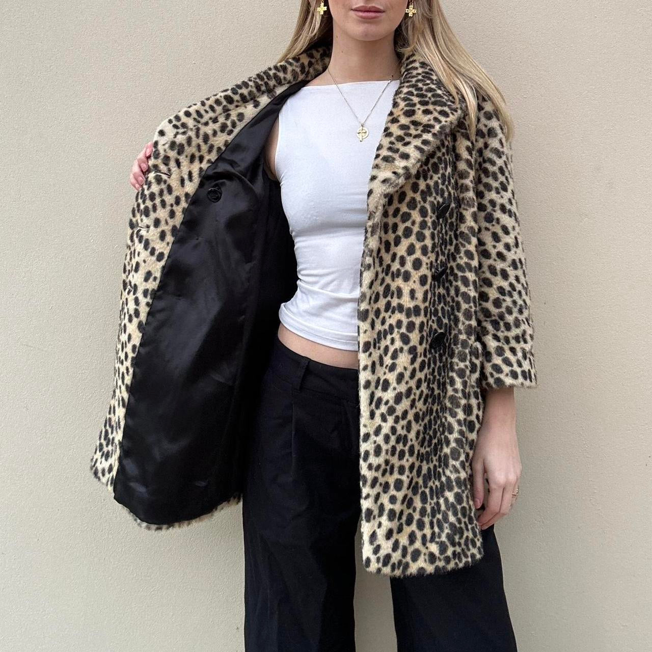 Faux leopard coat