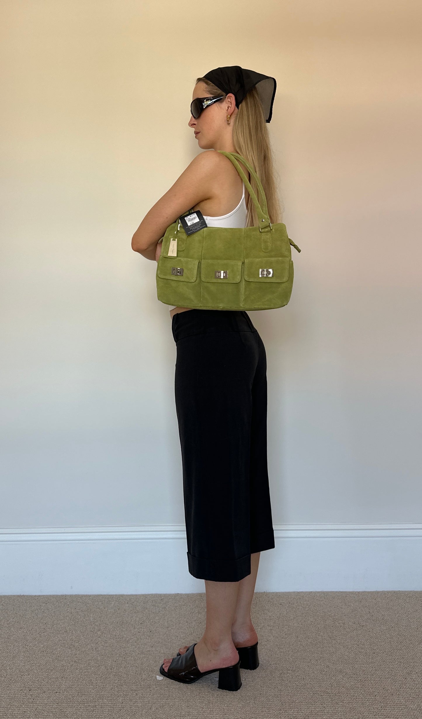 Vintage Suede Lime Green Bag
