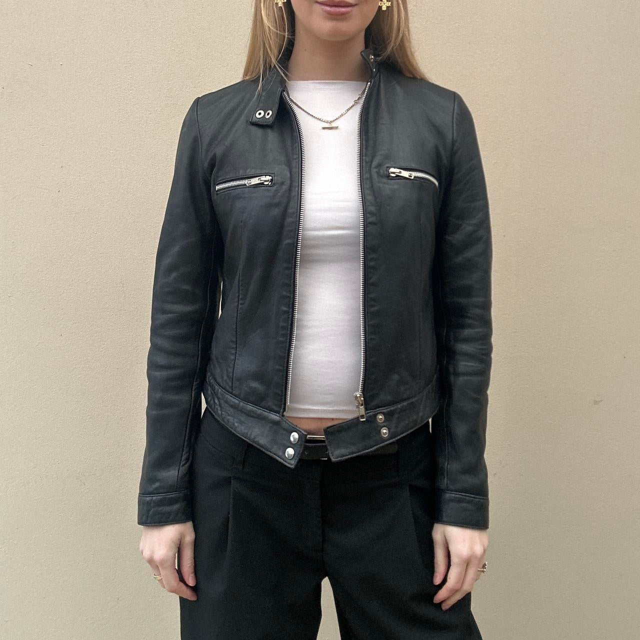 Vintage leather biker jacket