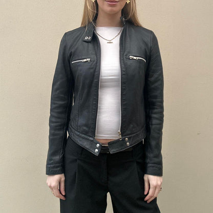 Vintage leather biker jacket