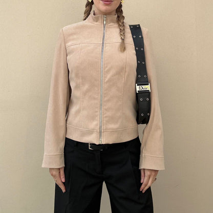 Vintage 00s camel faux suede jacket