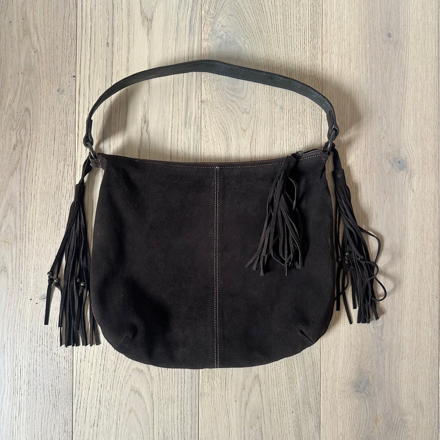 Vintage brown suede tassel bag