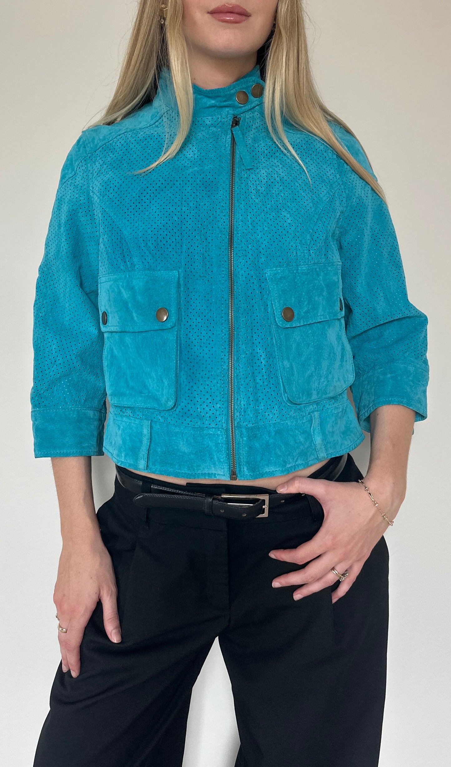 Vintage turquoise suede jacket