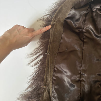 Vintage 00s chocolate brown afghan coat