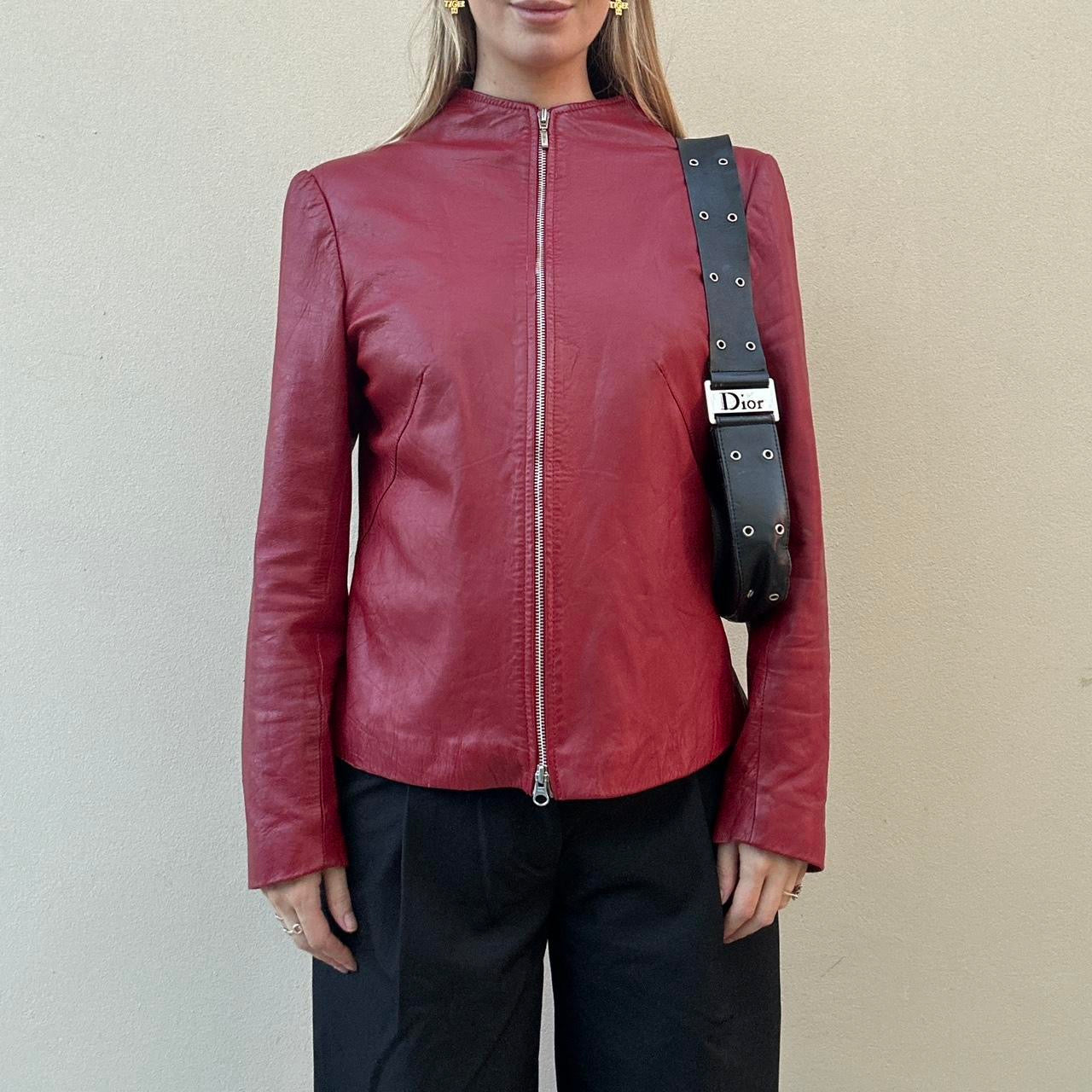 Vintage 00s red leather jacket