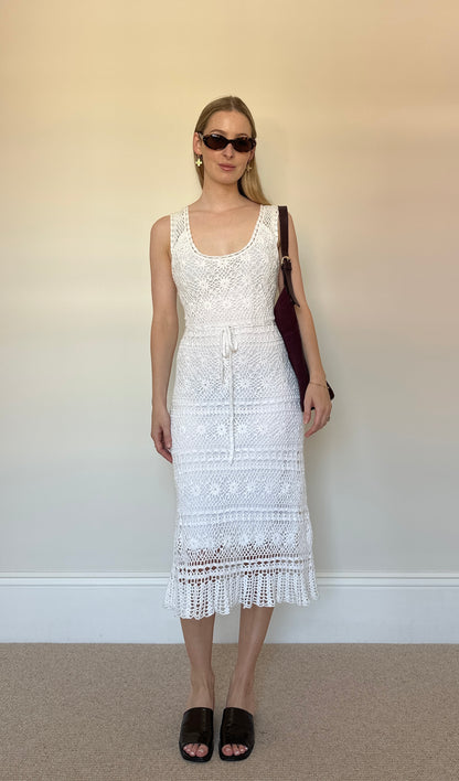 White Crochet midi dress