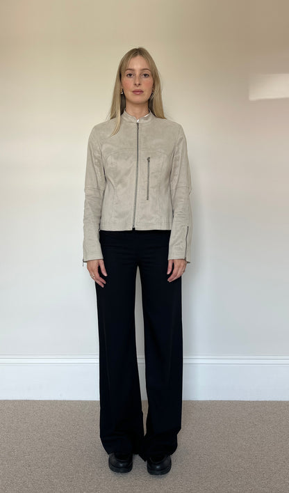 Vintage faux suede biker jacket