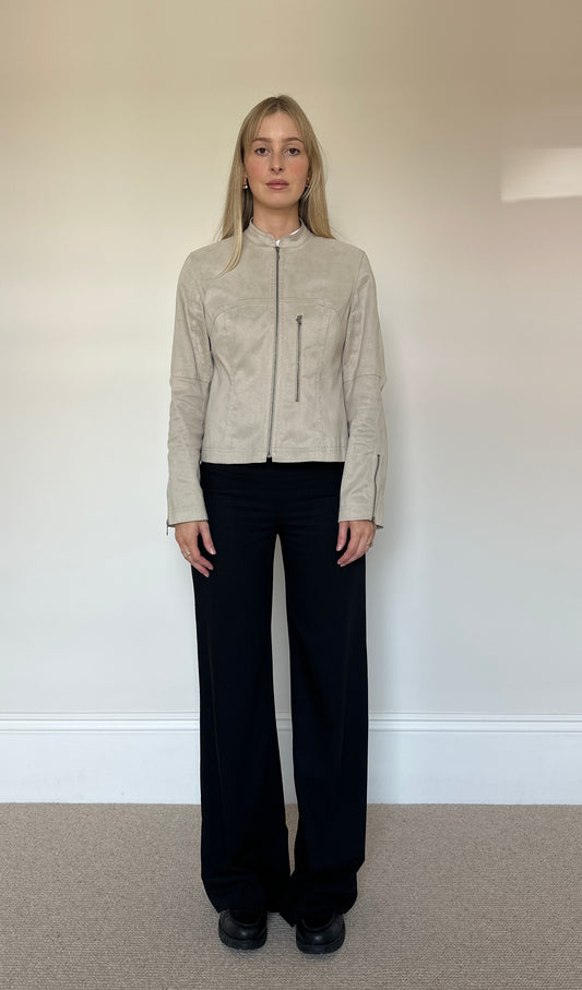 Vintage faux suede biker jacket