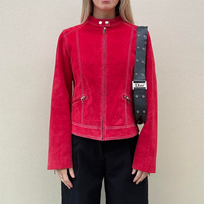 Vintage 00s red suede biker jackets