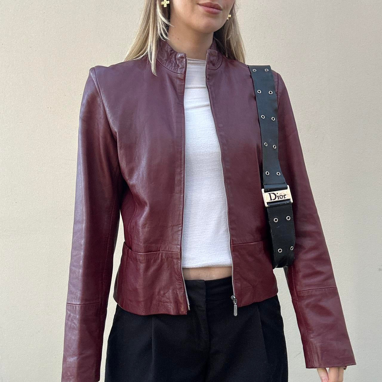Vintage 00s burgundy leather jacket