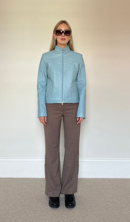Vintage sky blue leather jacket