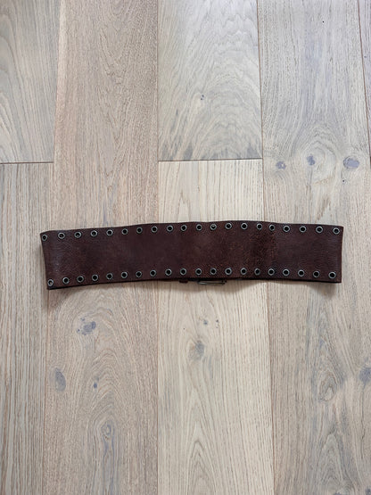 SALE brown leather grommet belt