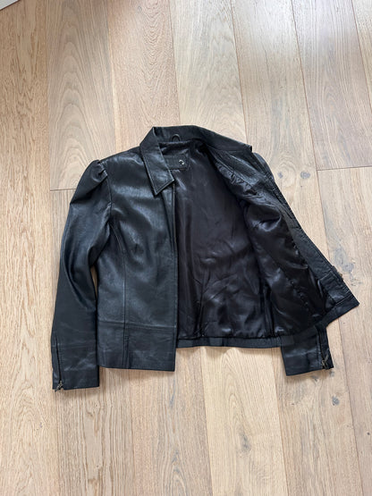 SALE vintage leather puff sleeve jacket