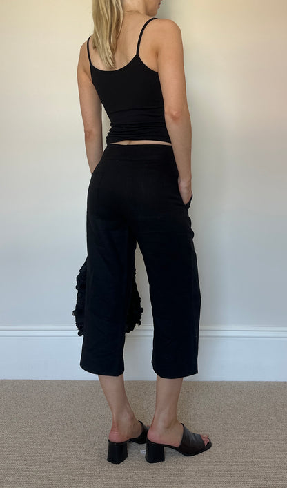 Vintage black linen capris