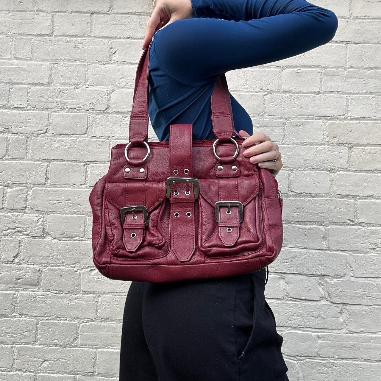 Vintage 00s red leather handbag