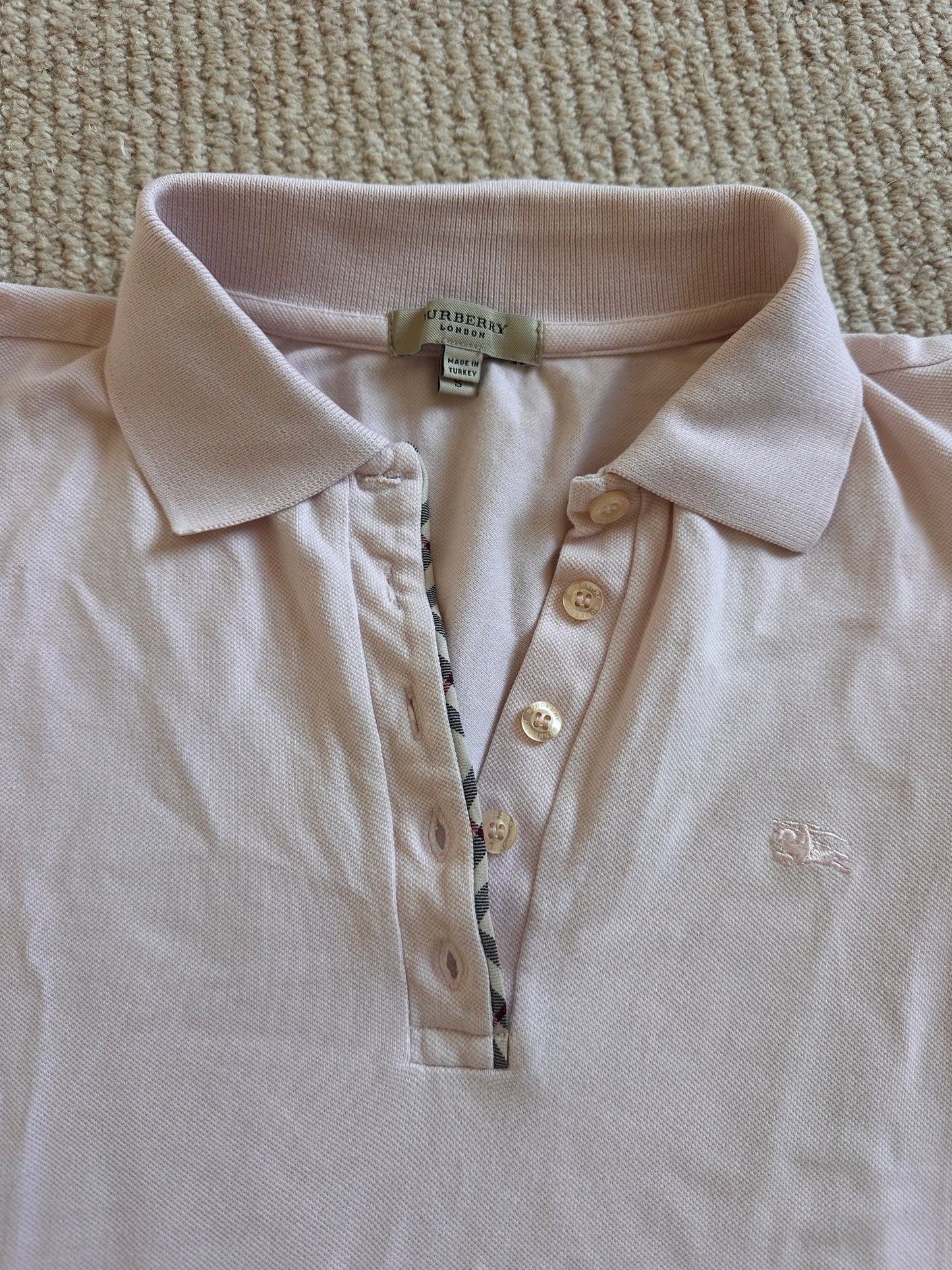 Vintage Burberry puff sleeve polo top