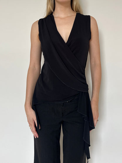 Vintage 00s Black Drape Top