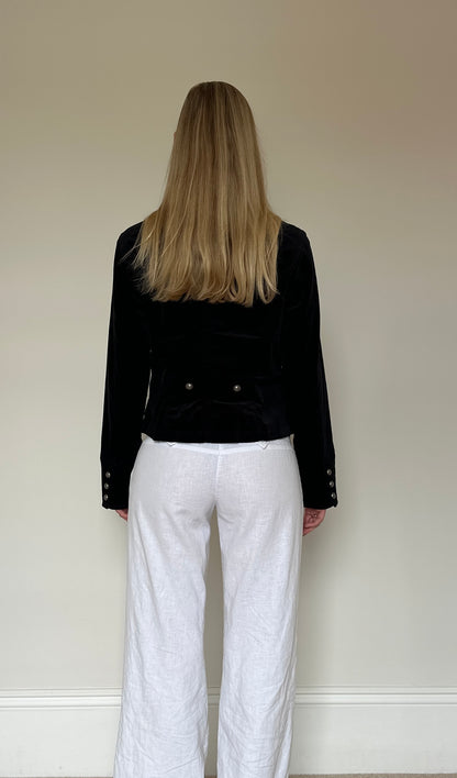 Vintage black velvet military jacket