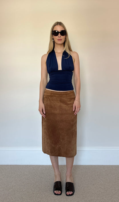 Vintage caramel suede skirt