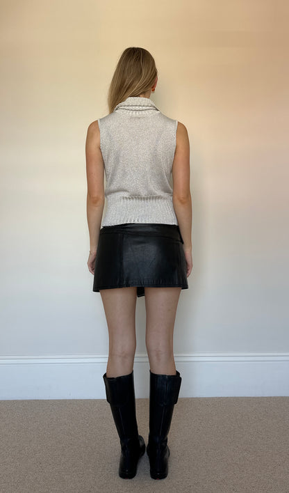 Vintage sleeveless silver roll neck
