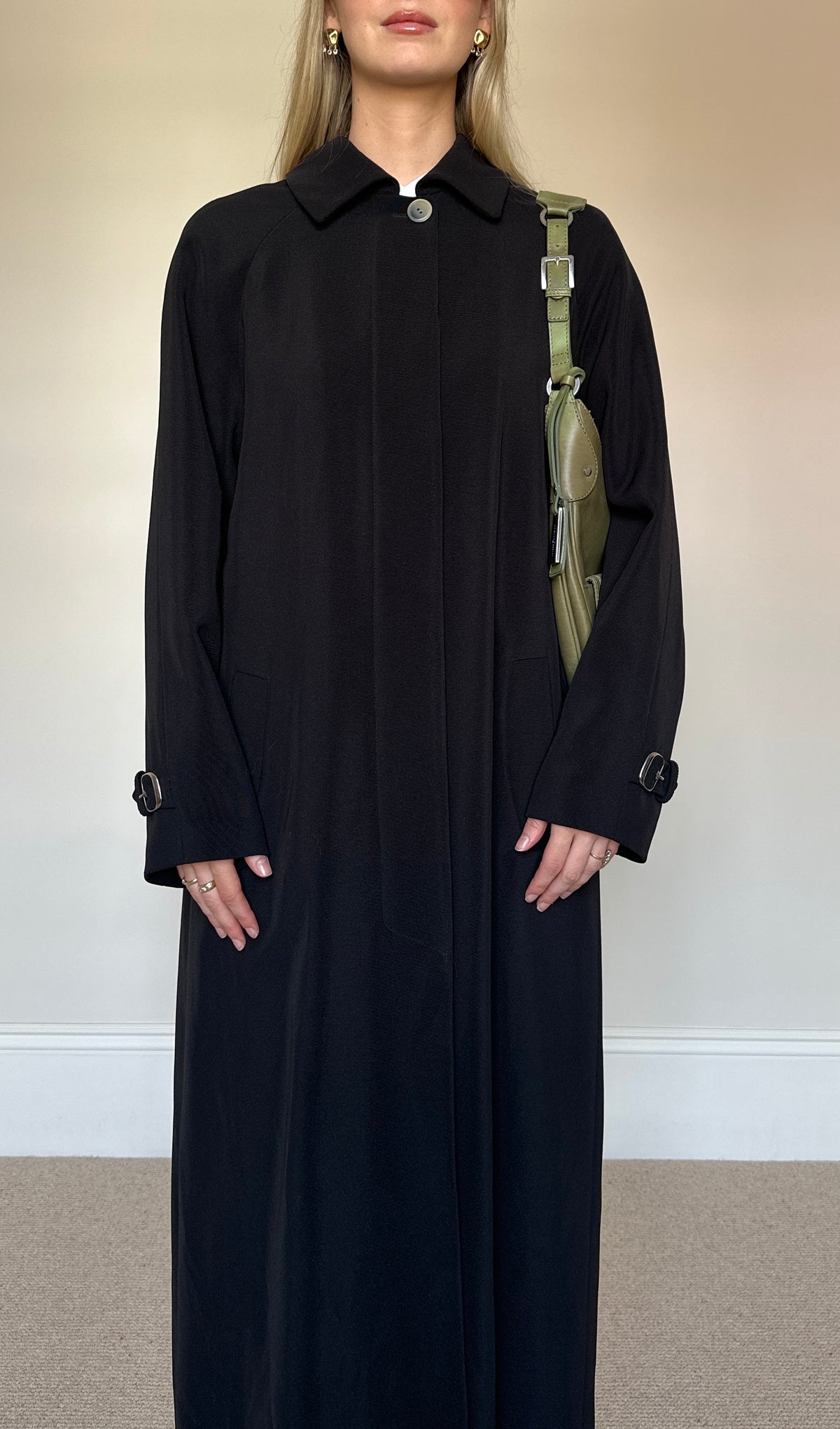 Vintage Black full length Trench Coat