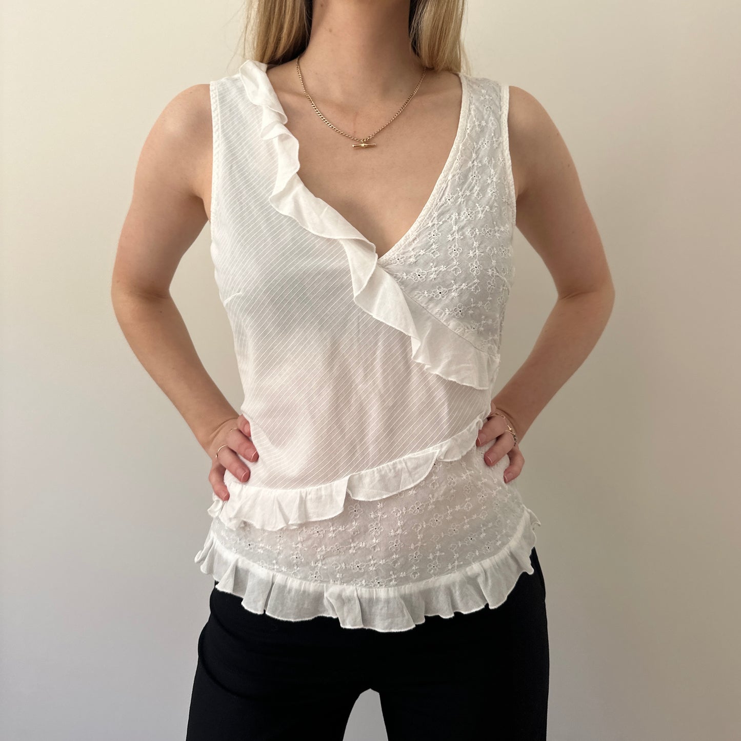 Vintage white Broderie Anglaise top