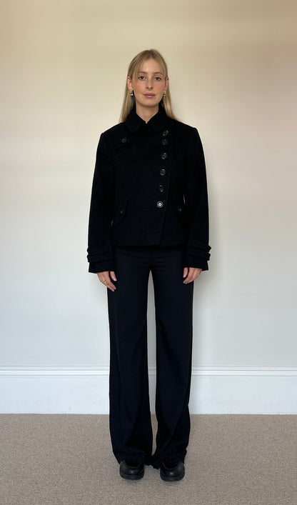 Black wool asymmetrical jacket