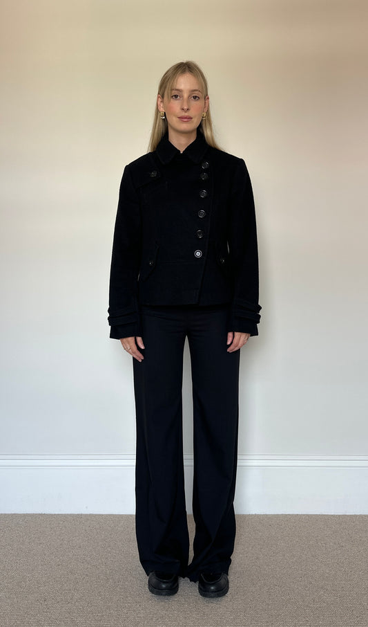 Black wool asymmetrical jacket