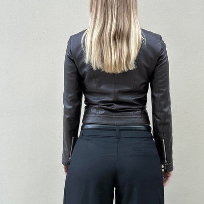 Vintage 00s brown biker jacket