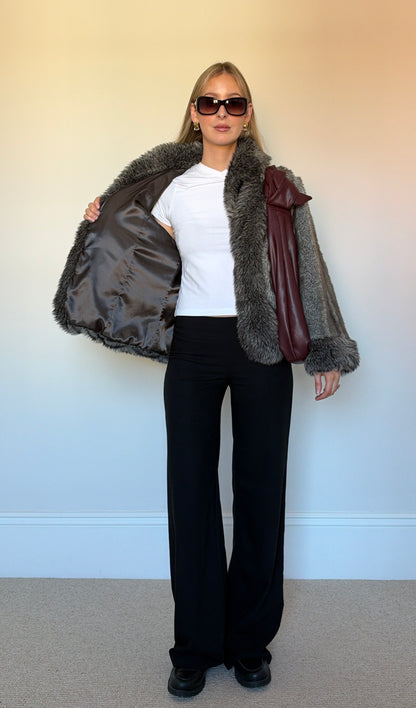 Vintage grey faux fur jacket