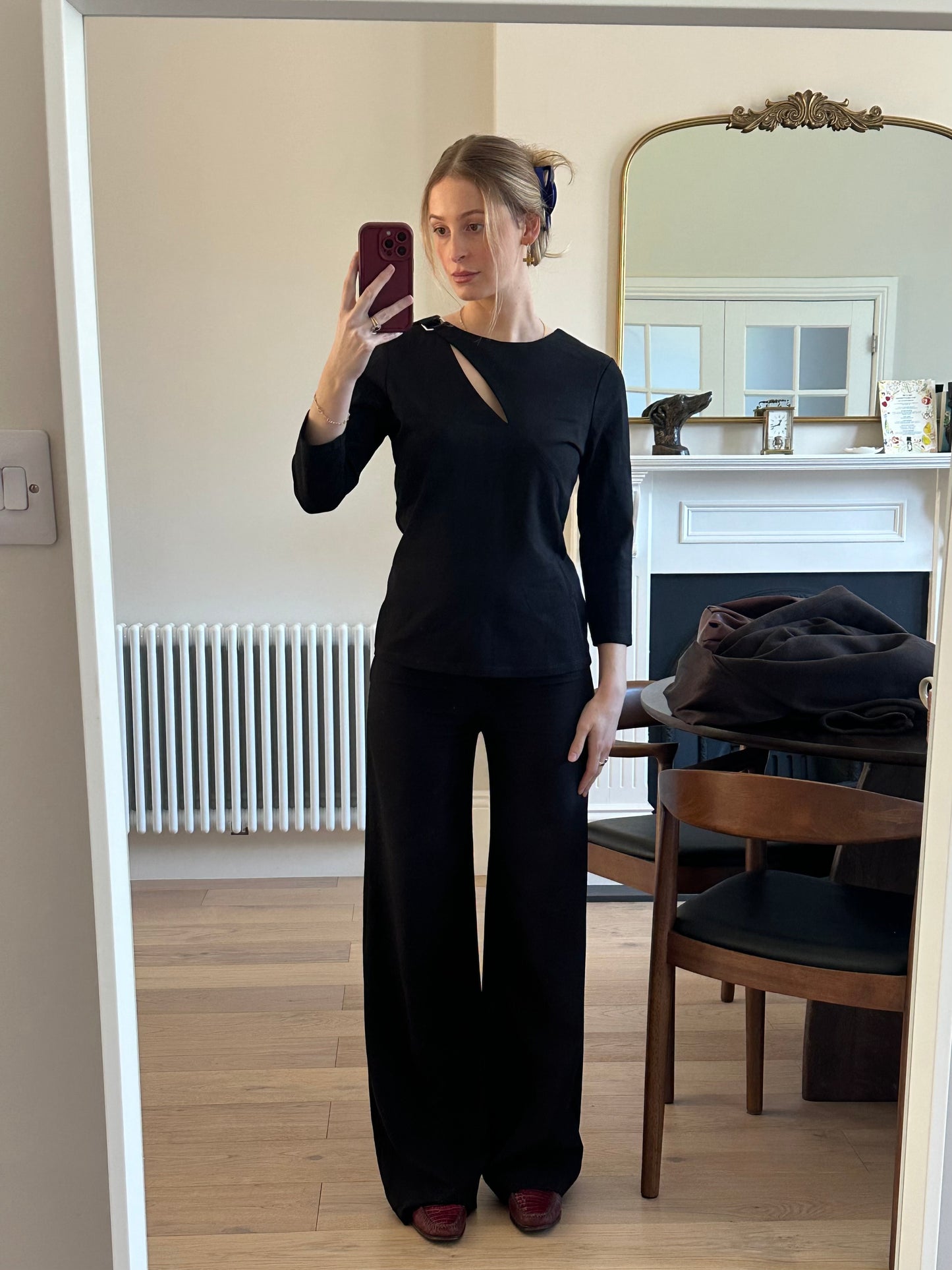 Vintage black 3/4 sleeve top