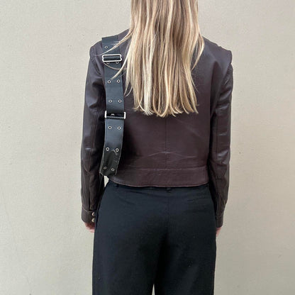 Vintage burgundy leather biker jacket