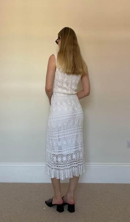 White Crochet midi dress