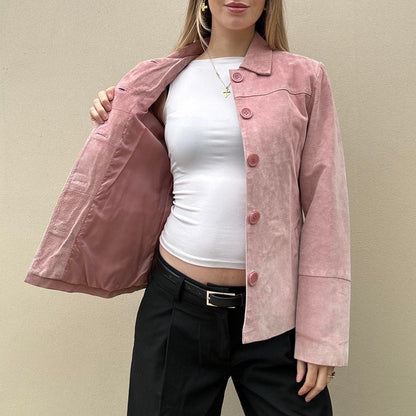 Vintage 90s pink suede jacket