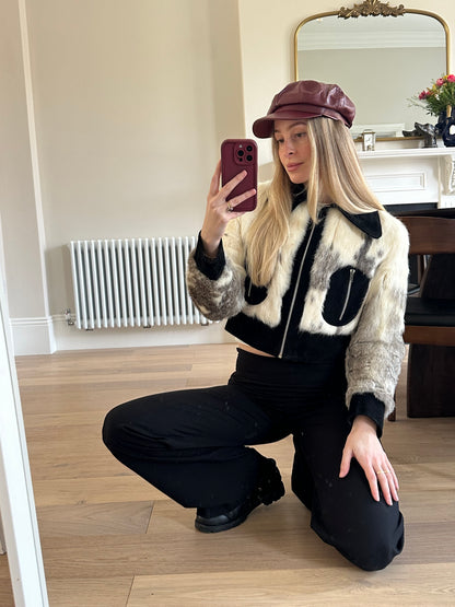 Vintage Fur & suede bomber jacket