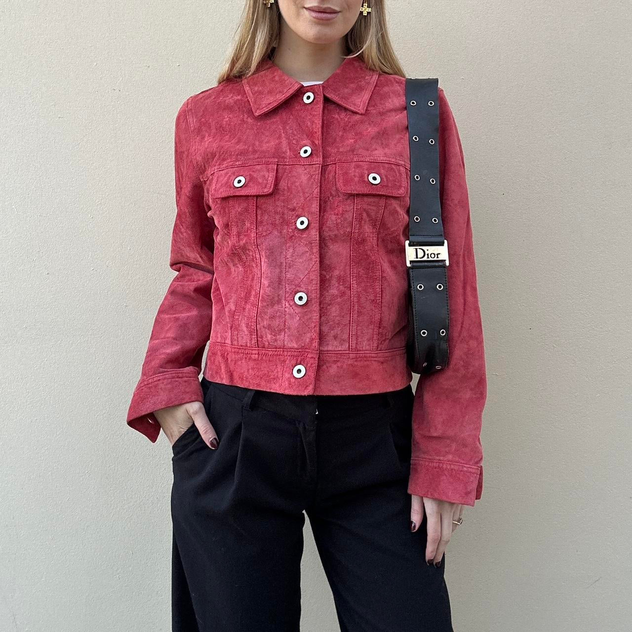 Vintage 90s raspberry suede jacket