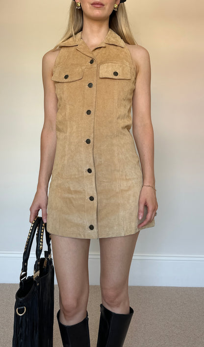 Vintage real suede mini dress