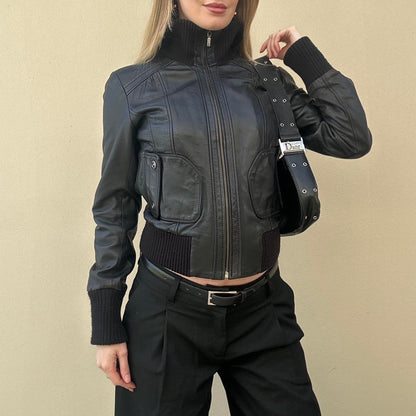Vintage 00s black leather jacket