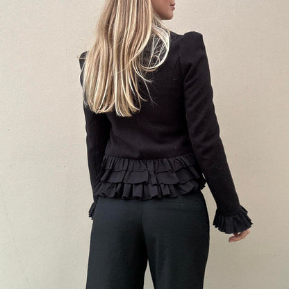 Black ruffle arymetric jacket