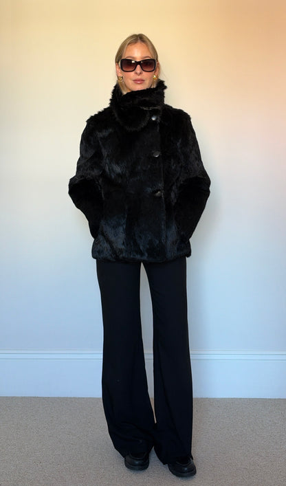 Vintage real fur coat asymmetric jacket