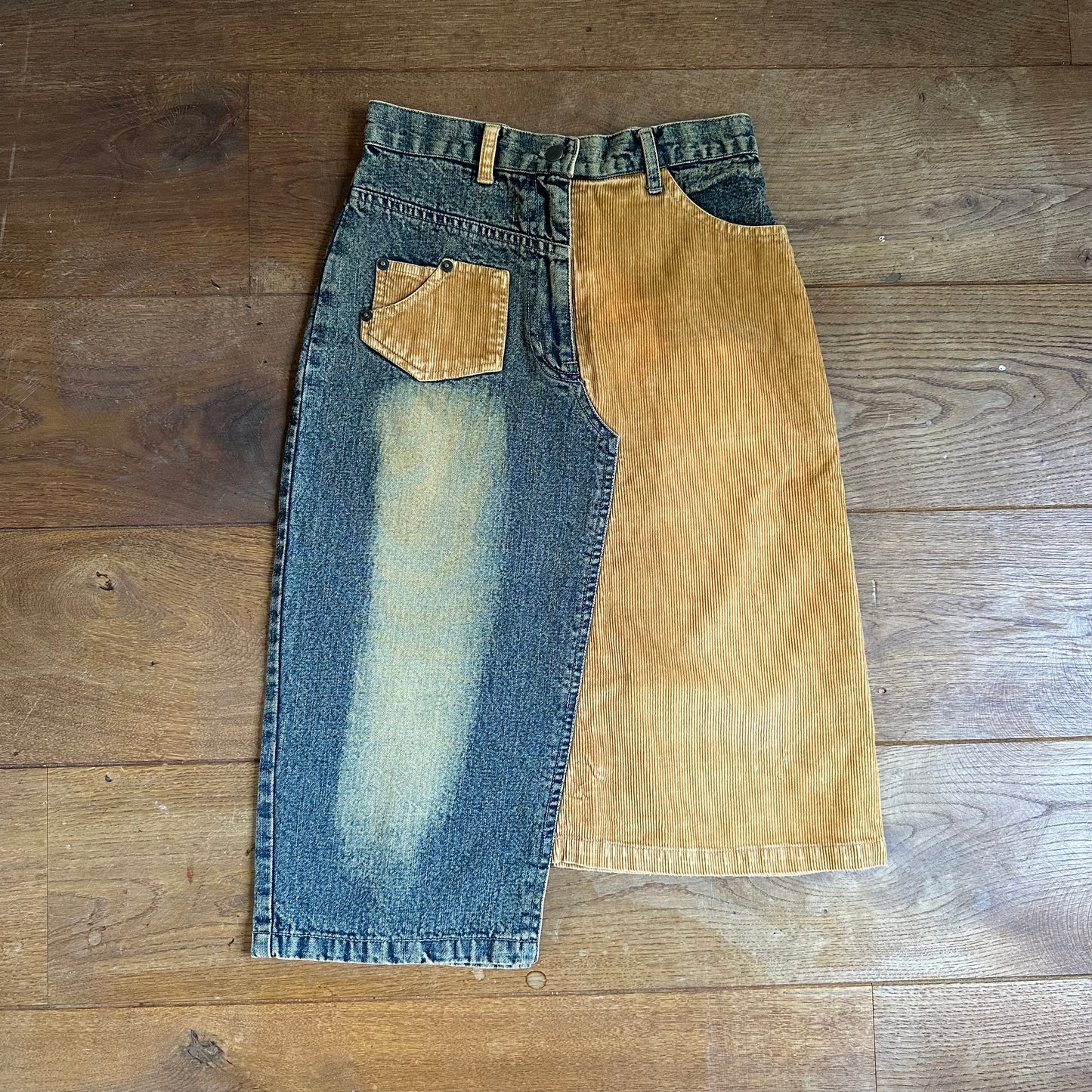 00s denim & corduroy skirt XS