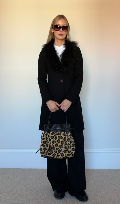 Vintage leopard skin leather bag