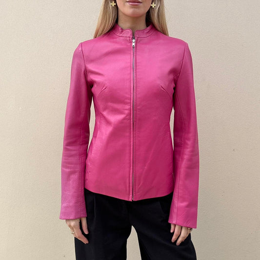 Vintage 00s bubblegum pink leather jacket